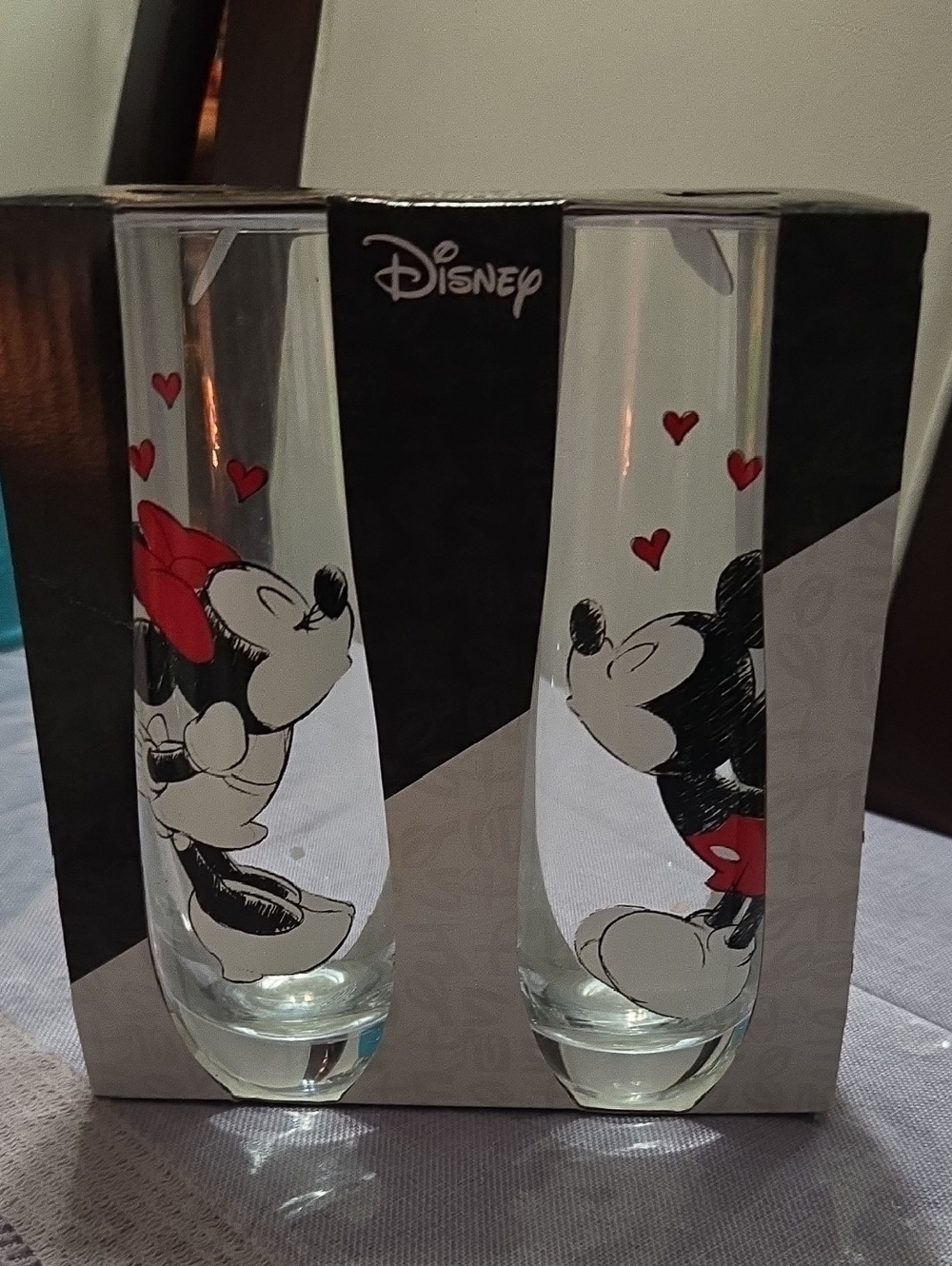 Disney Stemless Glass Set with Black and Red Accents
